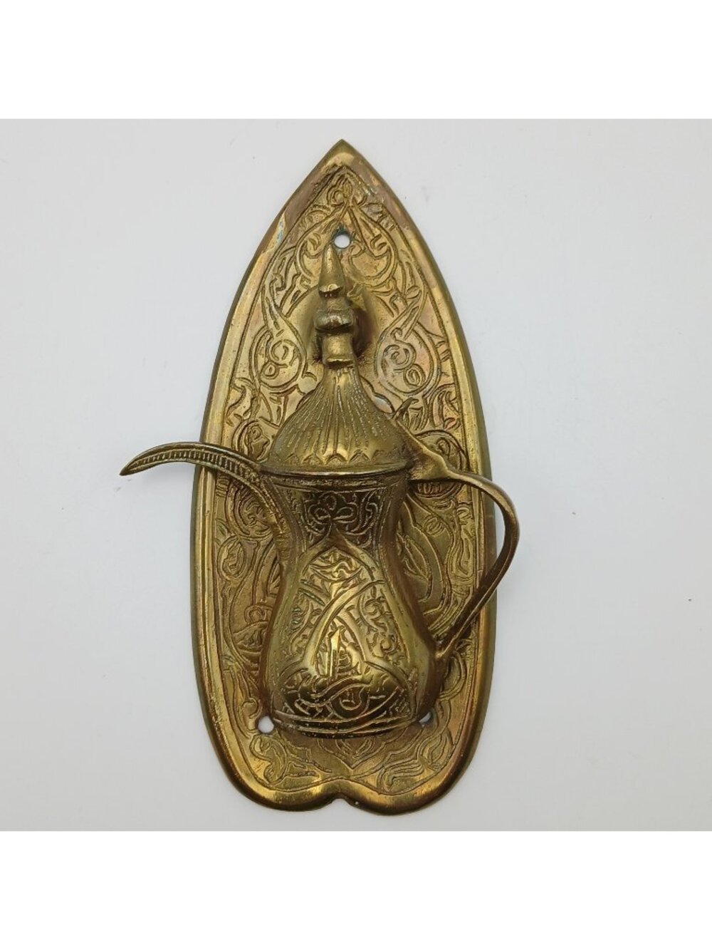 Vintage Brass Door Knocker Embossed Ewer Pitcher Coffee Pot